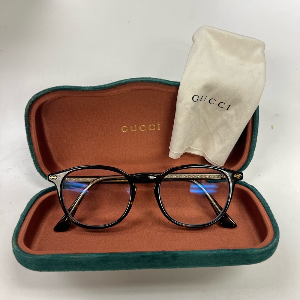 AUTHENTIC Gucci Tortoise and Gold Eyeglasses with Case